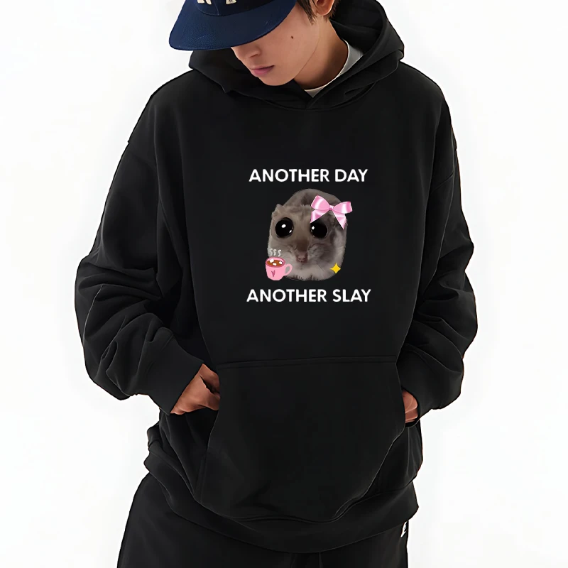 ANOTHER DAY ANOTHER SLAY Funny hamster Meme printed Hoodie Men women Harajuku fashion Fleece pullover Long sleeve streetwear
ANOTHER DAY ANOTHER SLAY Funny hamster Meme printed Hoodie Men women Harajuku fashion Fleece pullover Long sleeve streetwear