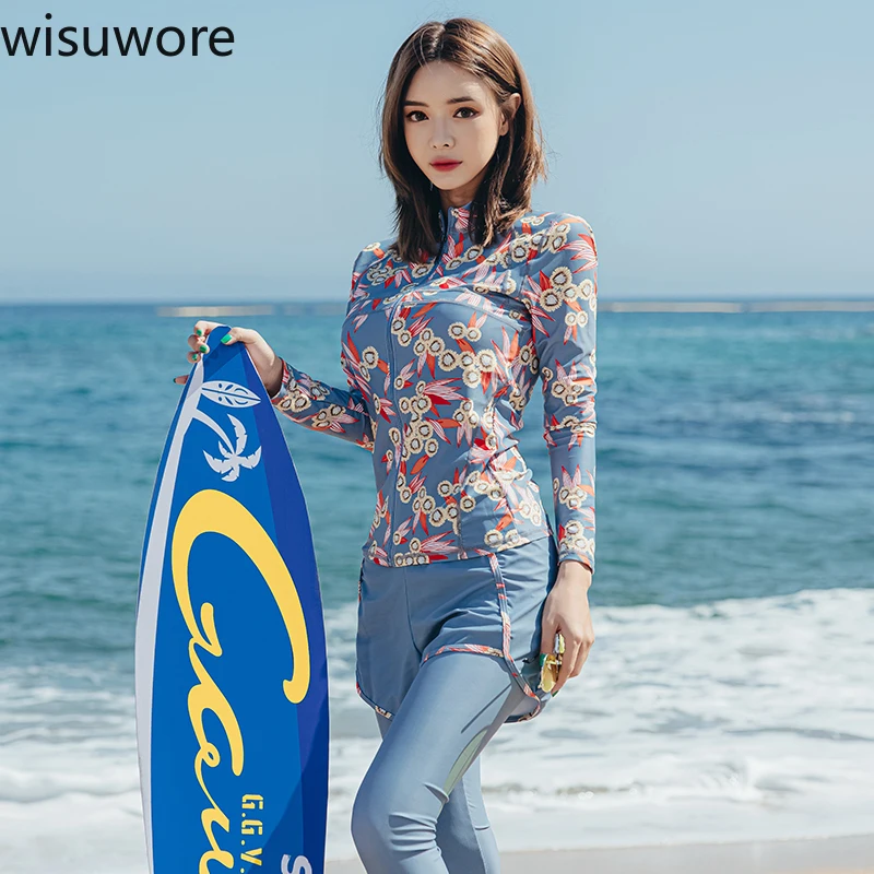 Wisuwore Woman's Wetsuit Four Pieces Swimsuit Sweet Print Long Sleeved Coat Sun-protection Surfing Suits Cool Beach Wear
Wisuwore Woman's Wetsuit Four Pieces Swimsuit Sweet Print Long Sleeved Coat Sun-protection Surfing Suits Cool Beach Wear