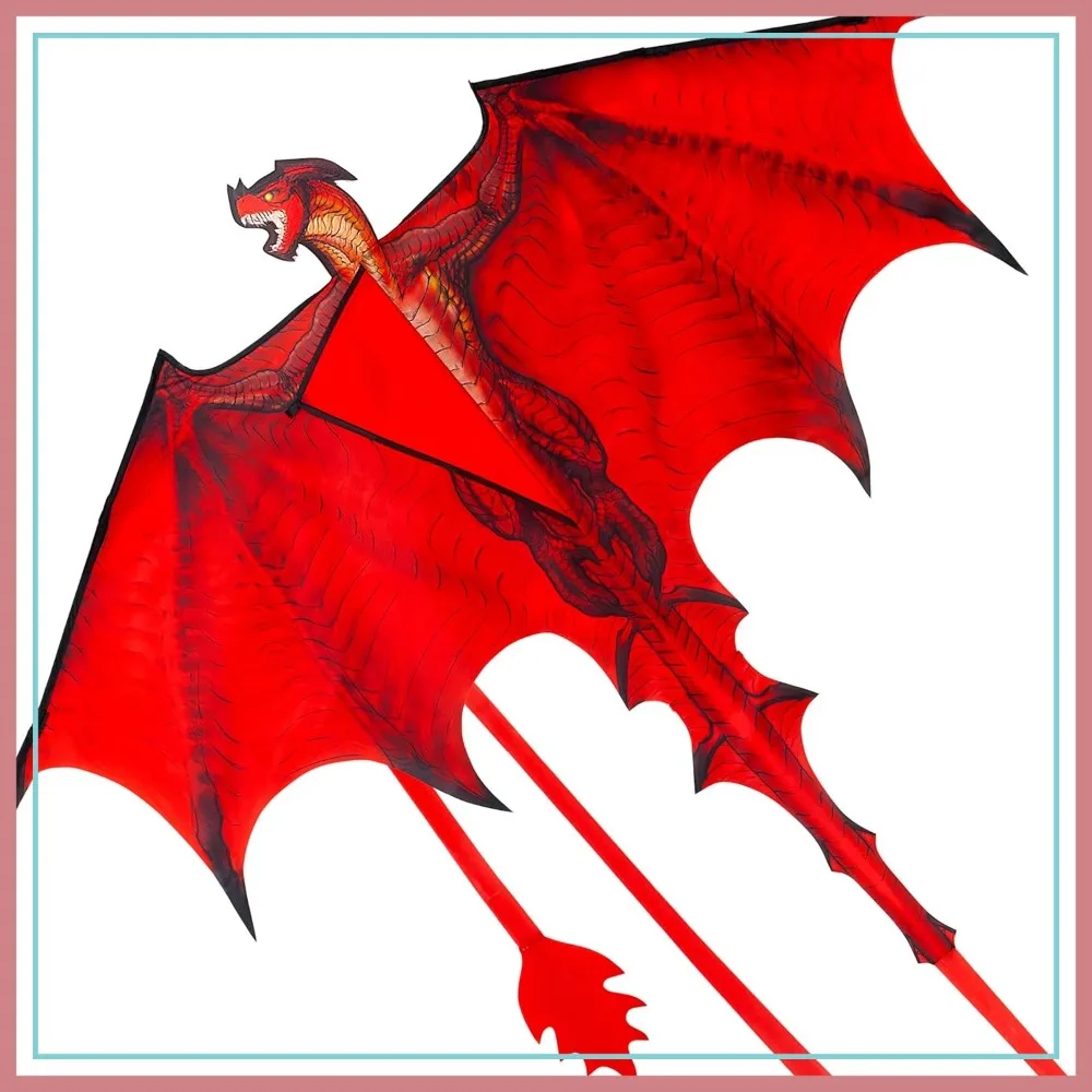 Easy to Fly Large Dragon Kite, 55" x 46" Red Kite with 328ft String for Beginners, Outdoor Beach Games
Easy to Fly Large Dragon Kite, 55" x 46" Red Kite with 328ft String for Beginners, Outdoor Beach Games