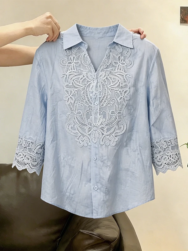 Elegant Lace Embroidery Neck Shirt Women's Summer New Style Beautiful Design Breathable Comfortable Korean Version Loose...
Elegant Lace Embroidery Neck Shirt Women's Summer New Style Beautiful Design Breathable Comfortable Korean Version Loose...