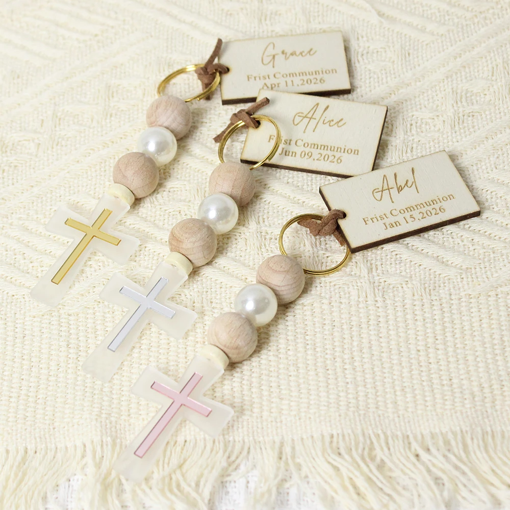 10/20/30/40/50pcs Personalized Cross Keychains Wood Name Tags Custom First Communion Keyrings Baptism Mi Bautizo Gifts
10/20/30/40/50pcs Personalized Cross Keychains Wood Name Tags Custom First Communion Keyrings Baptism Mi Bautizo Gifts