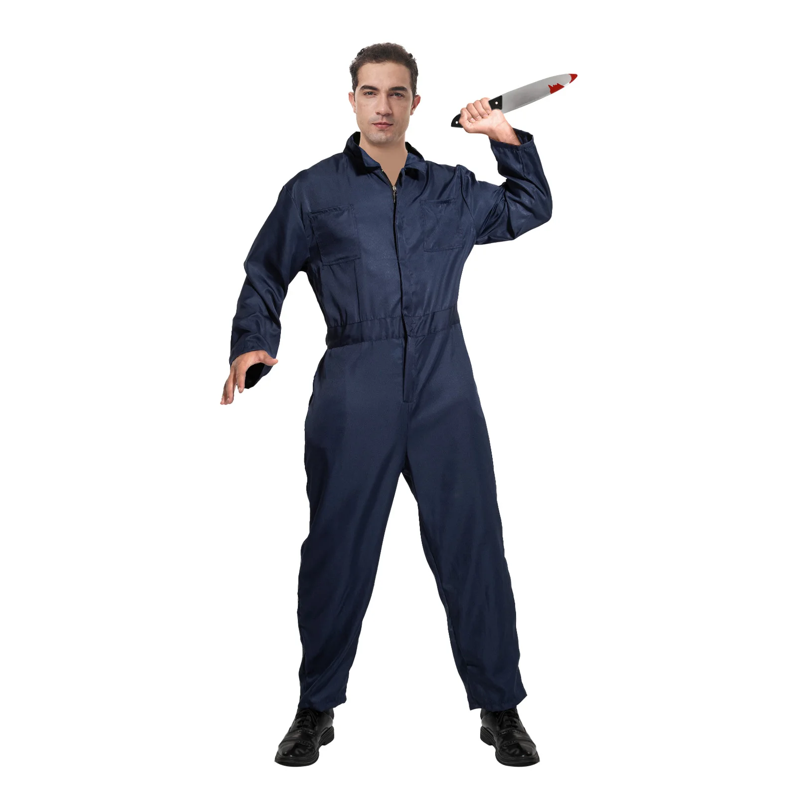 Michael Myers Costume Cosplay Horror Demon Killer Blue Working Clothes With Knife Men Disguise Halloween Suit for Adults
Michael Myers Costume Cosplay Horror Demon Killer Blue Working Clothes With Knife Men Disguise Halloween Suit for Adults