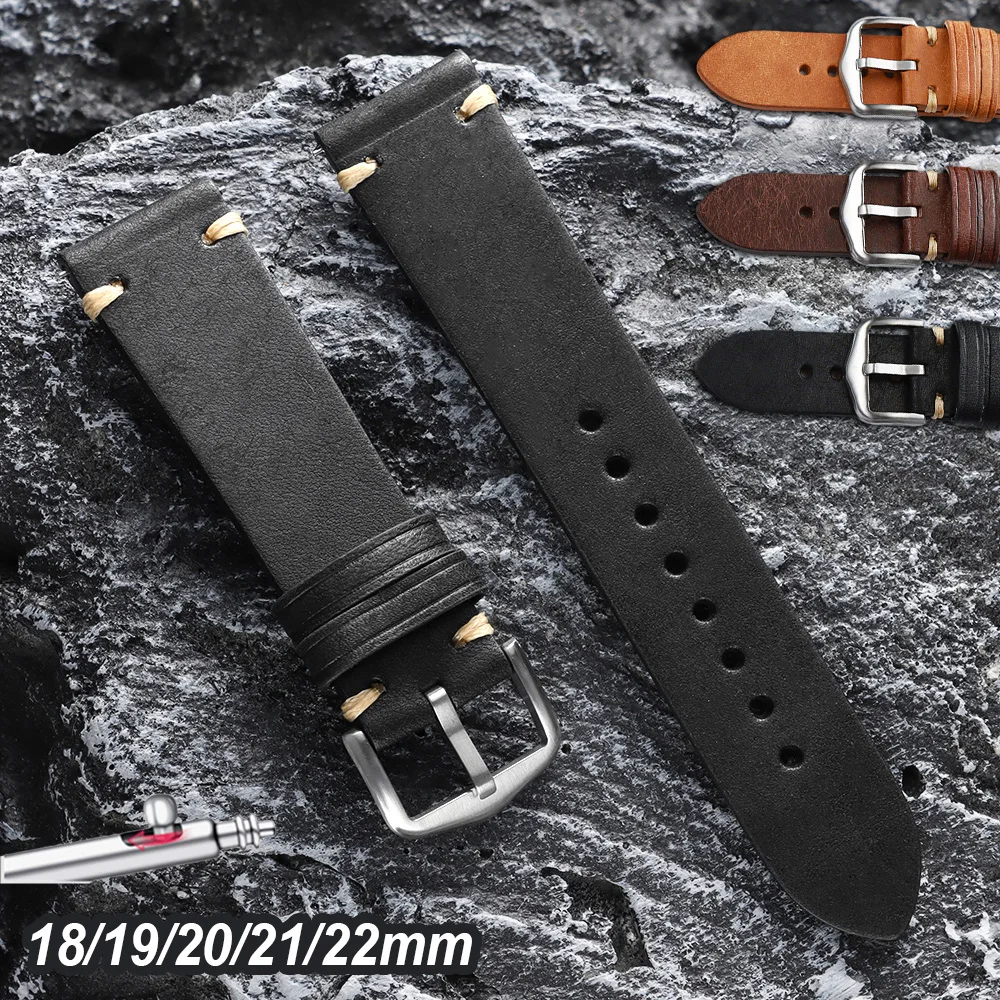 Handmade Stitching Cowhide Watch Strap 18mm 19mm 20mm 21mm 22mm Vintage Brown Black Leather Watch Band Quick Release Bracelet
Handmade Stitching Cowhide Watch Strap 18mm 19mm 20mm 21mm 22mm Vintage Brown Black Leather Watch Band Quick Release Bracelet