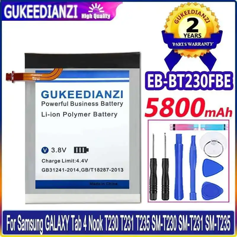 For Samsung Galaxy Tab 4 Nook T230 T231 T235 SM-T230 SM-T231 SM-T235 Tablet Battery High Capacity 5800mAh EB-BT230FBE
For Samsung Galaxy Tab 4 Nook T230 T231 T235 SM-T230 SM-T231 SM-T235 Tablet Battery High Capacity 5800mAh EB-BT230FBE