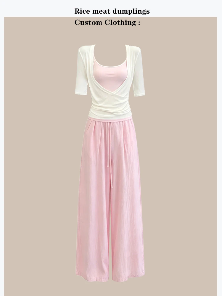 Ladies Summer Slimming Lazy Style Wide Leg Pants And Tank Top Three Piece Set High Waist Pants Color Block mid Stretch
Ladies Summer Slimming Lazy Style Wide Leg Pants And Tank Top Three Piece Set High Waist Pants Color Block mid Stretch