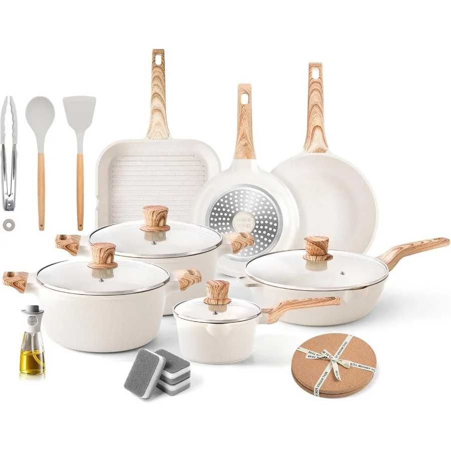 20Pcs Cookware Sets Nonstick Pots and Pans Set for Home Kitchen Granite Induction Compatible Cookware with PFOS PFOA Free Coati
20Pcs Cookware Sets Nonstick Pots and Pans Set for Home Kitchen Granite Induction Compatible Cookware with PFOS PFOA Free Coati