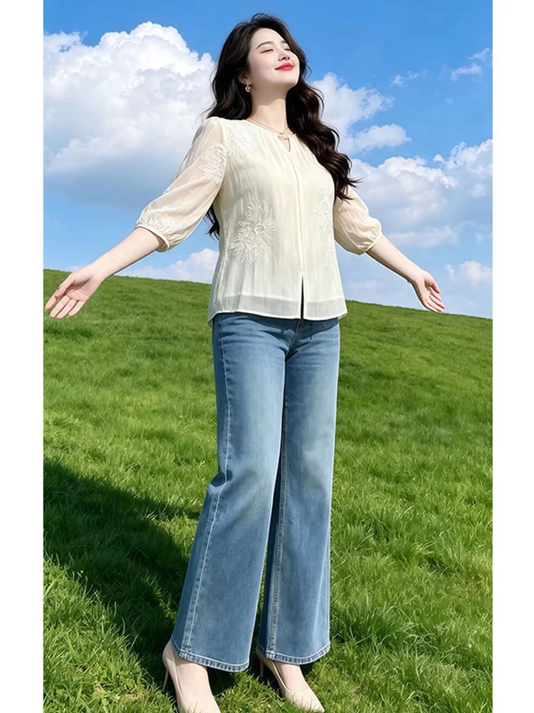 Casual Style plus Size Women's Shirt Summer 2026 New Design Seven-Quarter Sleeve Cover Belly Top Fashionable And Youthful
Casual Style plus Size Women's Shirt Summer 2026 New Design Seven-Quarter Sleeve Cover Belly Top Fashionable And Youthful