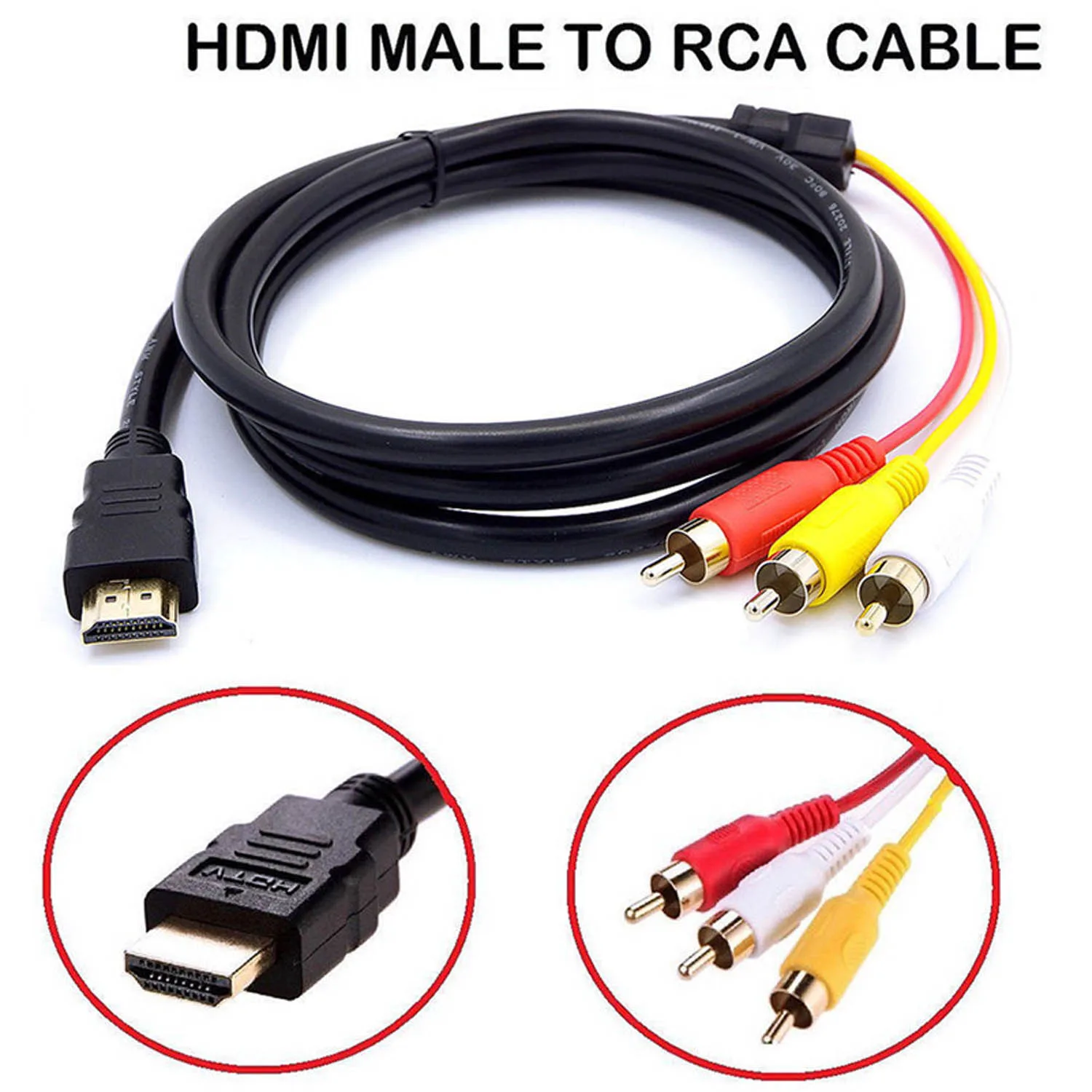 Besegad HDMI-compatible to RCA Cable HDMI-compatible Male to 3 RCA Video Audio AV Cable Cord Adapter Transmitter for TV HDTV DVD
Besegad HDMI-compatible to RCA Cable HDMI-compatible Male to 3 RCA Video Audio AV Cable Cord Adapter Transmitter for TV HDTV DVD