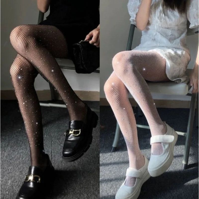 Black Silk Stockings Women's Thin BlackinsDisco Jumping Socks Internet Celebrity Hot Drilling Fishnet Stockings White with Diamo
Black Silk Stockings Women's Thin BlackinsDisco Jumping Socks Internet Celebrity Hot Drilling Fishnet Stockings White with Diamo