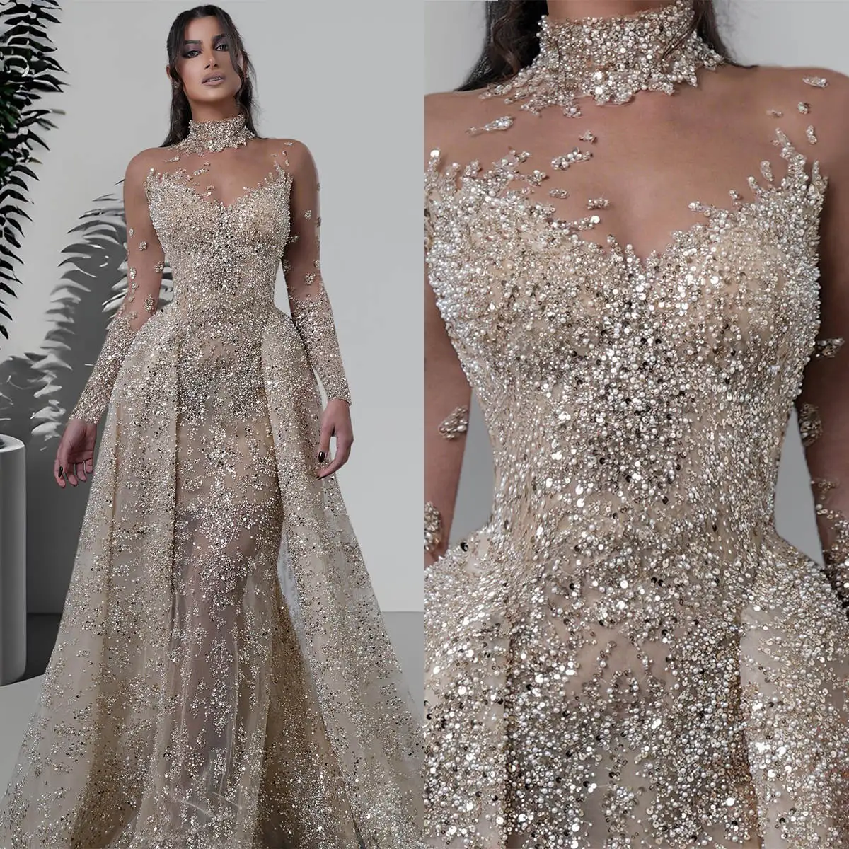Bling Sequins Wedding Dresses Mermaid Sweetheart Sequins Floor-Length Detachable Train Princess Bride Wedding Dresses Customized
Bling Sequins Wedding Dresses Mermaid Sweetheart Sequins Floor-Length Detachable Train Princess Bride Wedding Dresses Customized