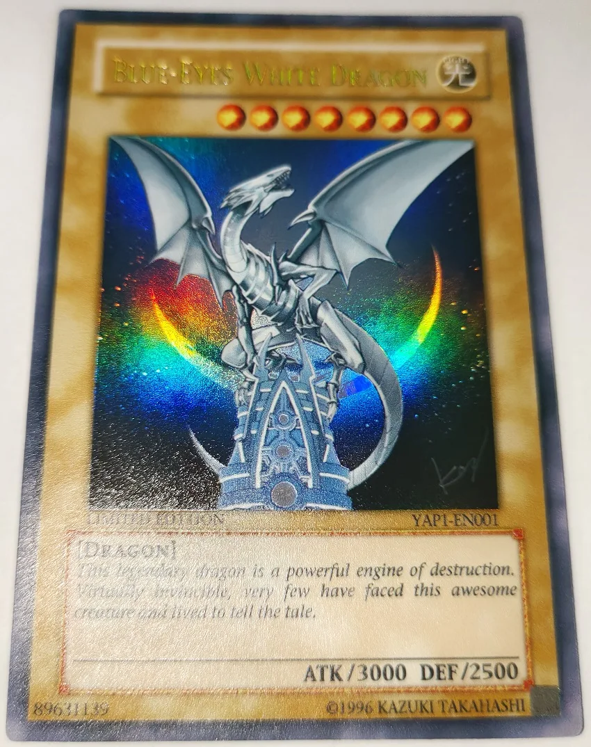 Yu-Gi-Oh Blue-Eyes White Dragon TCG UR YAP1-EN001 Children's Hobby Toy Collectible Card(Not Original)
Yu-Gi-Oh Blue-Eyes White Dragon TCG UR YAP1-EN001 Children's Hobby Toy Collectible Card(Not Original)