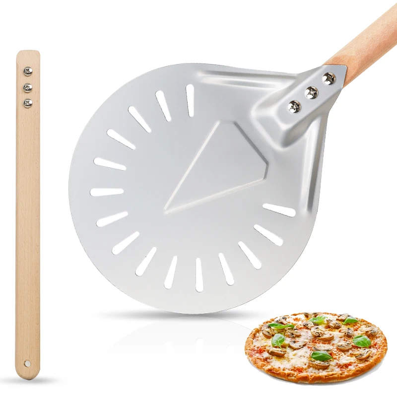 7/8/9in Pizza peel Turning with 40cm Wooden Handle Pizza Peel Paddle Pizza Tool Non Slip Perforated Pizza Shovel A
7/8/9in Pizza peel Turning with 40cm Wooden Handle Pizza Peel Paddle Pizza Tool Non Slip Perforated Pizza Shovel A
