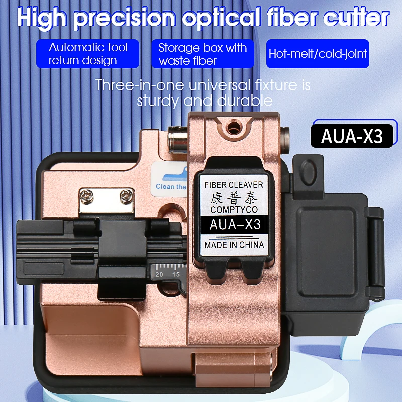 COMPTYCO AUA-X3 Fiber Cleaver Fiber Cutter Tool Automatic Knife Return FTTH Fiber Optic Cable Fusion Splicing Cutting Knife
COMPTYCO AUA-X3 Fiber Cleaver Fiber Cutter Tool Automatic Knife Return FTTH Fiber Optic Cable Fusion Splicing Cutting Knife