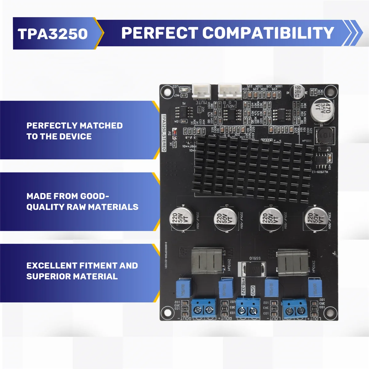 Плата цифрового усилителя XFDZ TPA3250 130Wx2, высокая мощность, 4A, 32 В, плата аудиоусилителя класса D с экранированным кабелем XH2.54mm-3P
Плата цифрового усилителя XFDZ TPA3250 130Wx2, высокая мощность, 4A, 32 В, плата аудиоусилителя класса D с экранированным кабелем XH2.54mm-3P