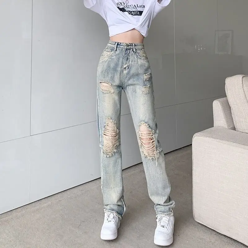 New Women's High Waist Straight Leg Jeans Ripped Distressed Denim Pants Streetwear Hop Baggy Vintage Y2k Fashion
New Women's High Waist Straight Leg Jeans Ripped Distressed Denim Pants Streetwear Hop Baggy Vintage Y2k Fashion