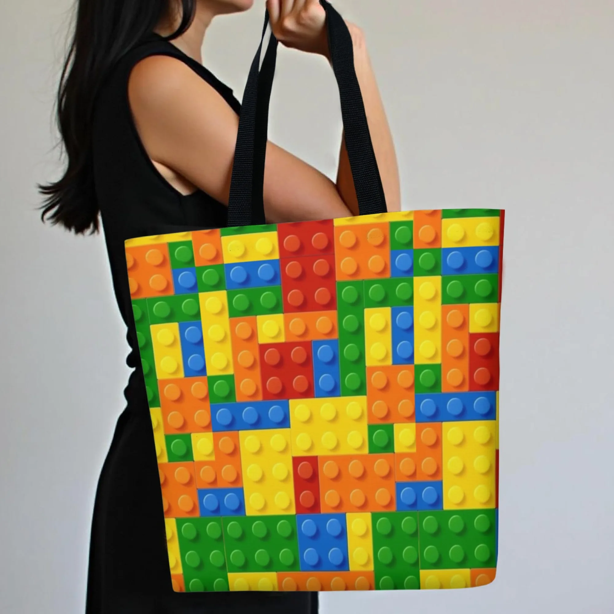 Women's Large Capacity Canvas Tote Bag Colorful 2D Interlocking Brick Puzzle Design Shoulder Bag for Daily Use Outdoor Picnics
Women's Large Capacity Canvas Tote Bag Colorful 2D Interlocking Brick Puzzle Design Shoulder Bag for Daily Use Outdoor Picnics