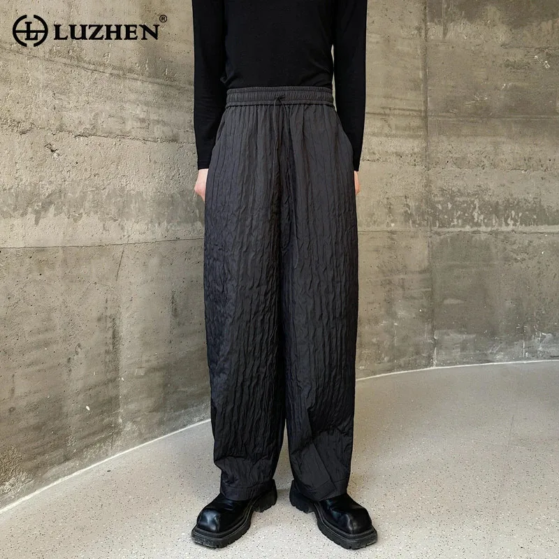 LUZHEN высокий костюм со складками, повседневные качественные брюки, элегантные стильные модные мужские свободные брюки, плиссированная одежда с эластичной талией JY4315 
LUZHEN высокий костюм со складками, повседневные качественные брюки, элегантные стильные модные мужские свободные брюки, плиссированная одежда с эластичной талией JY4315