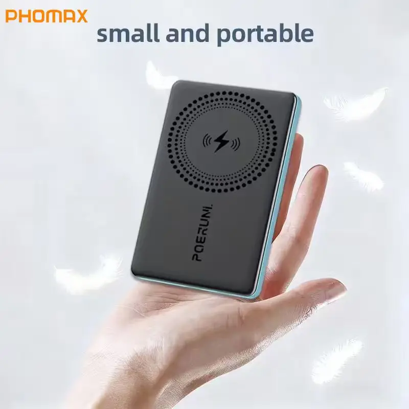PHOMAX Magnetic Power Bank 5000Mah Wireless Portable Charger with Usb-C Compatible for iPhone 17/16/15/14/13/12 Series
PHOMAX Magnetic Power Bank 5000Mah Wireless Portable Charger with Usb-C Compatible for iPhone 17/16/15/14/13/12 Series