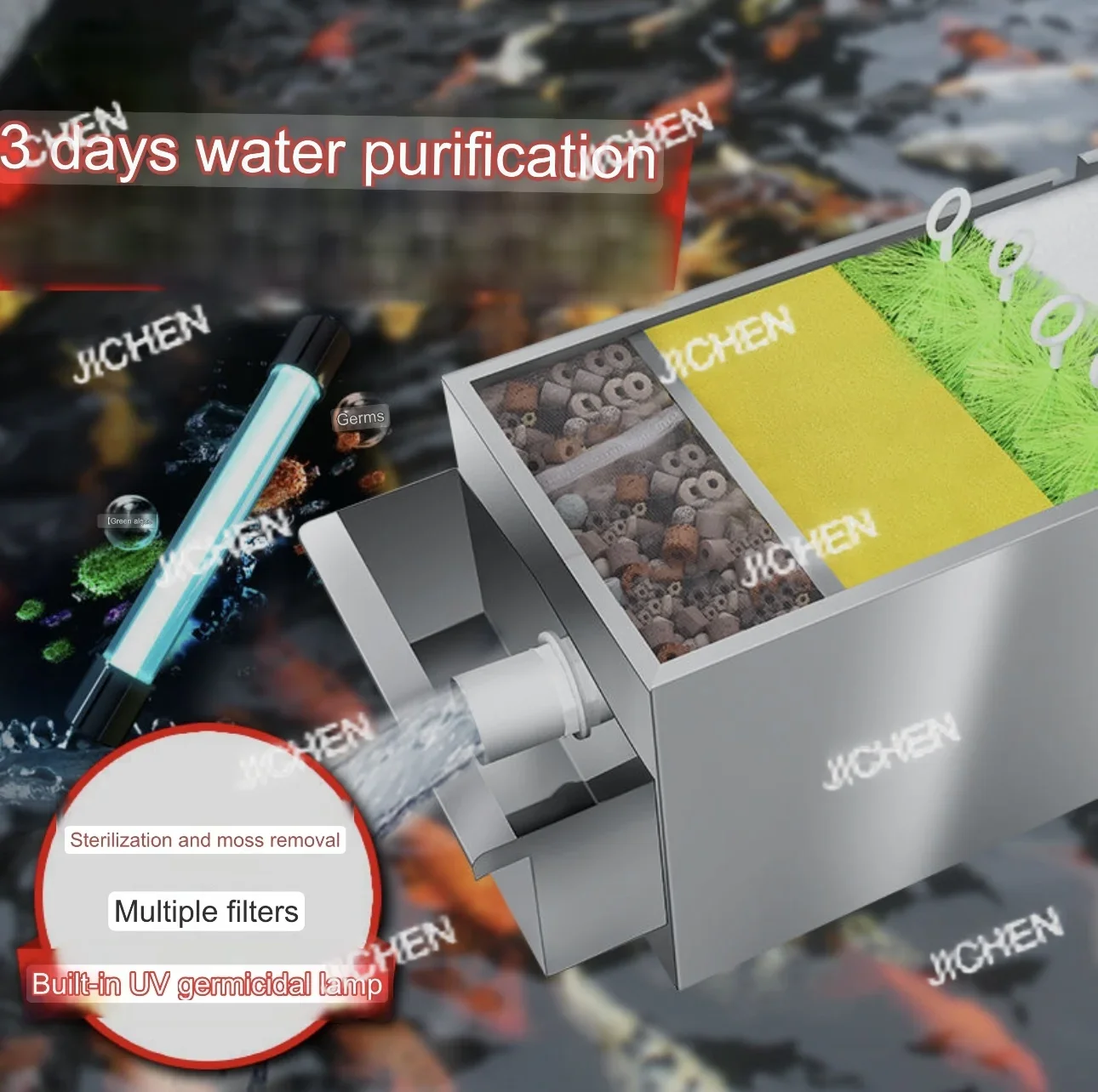 HS Large filtration device, high quality outdoor fish pond filter, outdoor koi fish pond water circulation system
HS Large filtration device, high quality outdoor fish pond filter, outdoor koi fish pond water circulation system