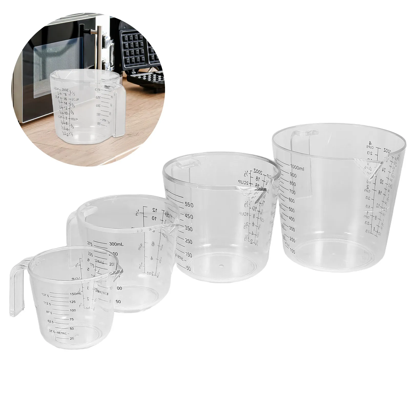 4Pcs Measuring Cup Set Thickened Kitchen Baking Cup Clear Scale for Milk Honey Vinegar Liquid Measurement Household
4Pcs Measuring Cup Set Thickened Kitchen Baking Cup Clear Scale for Milk Honey Vinegar Liquid Measurement Household