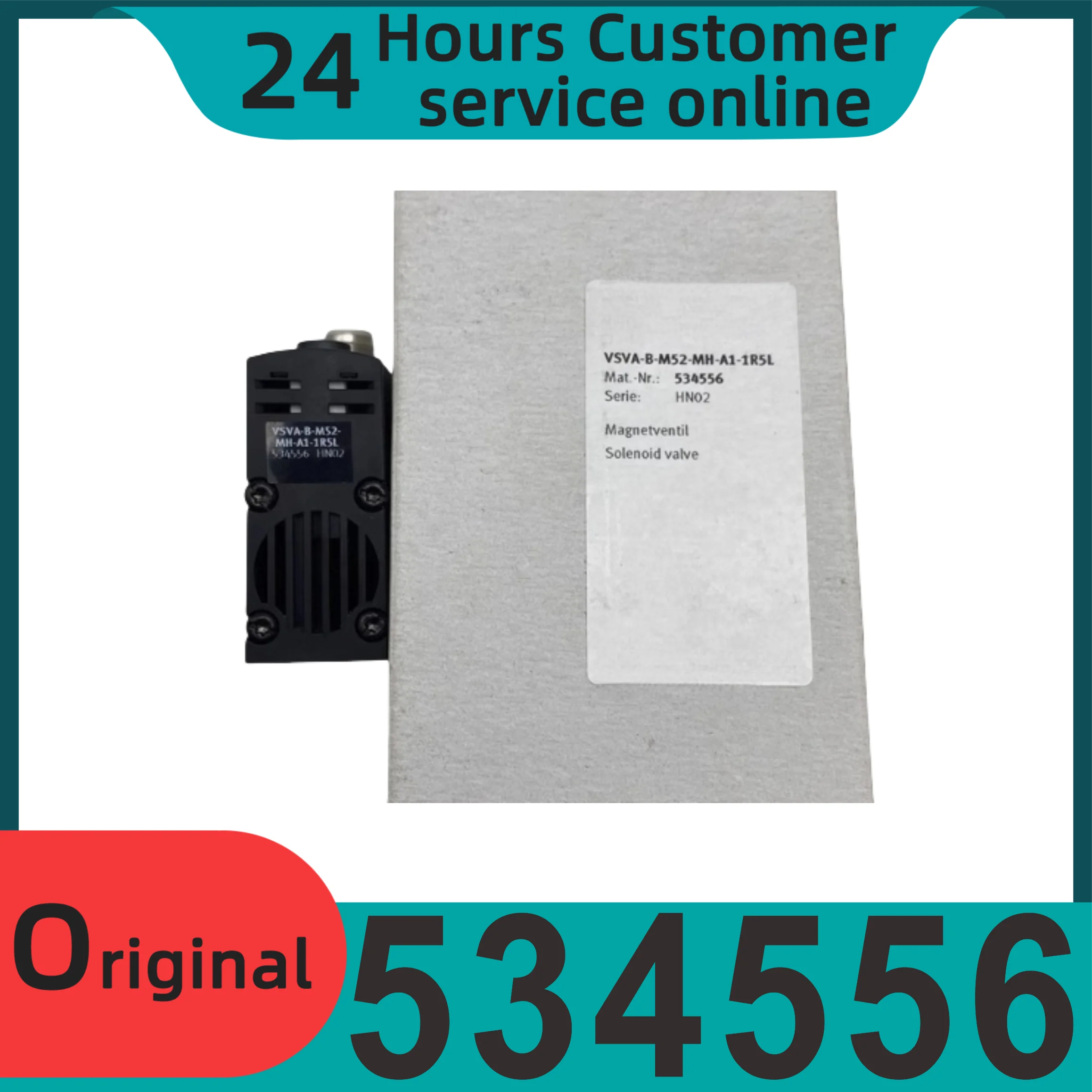 New original solenoid valve VSVA-B-M52-MH-A1-1R5L 534556 VSVA-B-M52-MH-A2-1R5L 546768
New original solenoid valve VSVA-B-M52-MH-A1-1R5L 534556 VSVA-B-M52-MH-A2-1R5L 546768