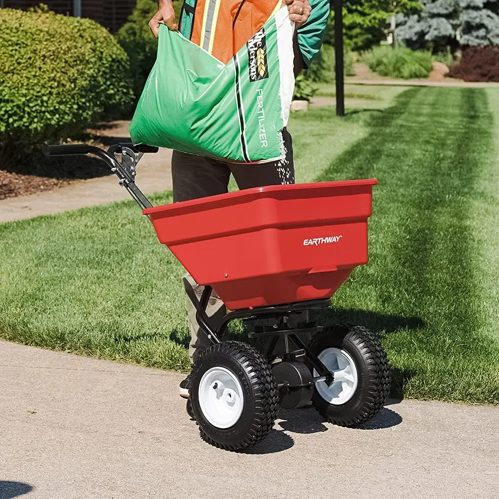 2170 Commercial 100 LB Broadcast Fertilizer Spreader. Red, Heavy-Duty Walk-Behind Push Garden Seeder with Adjustable Drop Rate a
2170 Commercial 100 LB Broadcast Fertilizer Spreader. Red, Heavy-Duty Walk-Behind Push Garden Seeder with Adjustable Drop Rate a