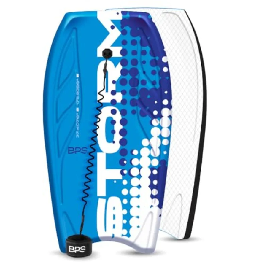 Beach body boarding: EPS core, HDPE slick bottom, IXPE deck, blue/gray, lightweight for all wave conditions with wrist leash an
Beach body boarding: EPS core, HDPE slick bottom, IXPE deck, blue/gray, lightweight for all wave conditions with wrist leash an