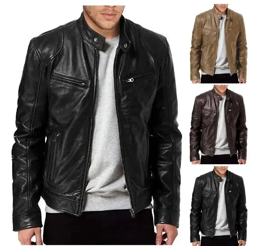 2023 Fashion Mens Leather Jacket Slim Fit Stand Collar PU Jacket Male Anti-wind Motorcycle Lapel Diagonal Zipper Jackets Men
2023 Fashion Mens Leather Jacket Slim Fit Stand Collar PU Jacket Male Anti-wind Motorcycle Lapel Diagonal Zipper Jackets Men