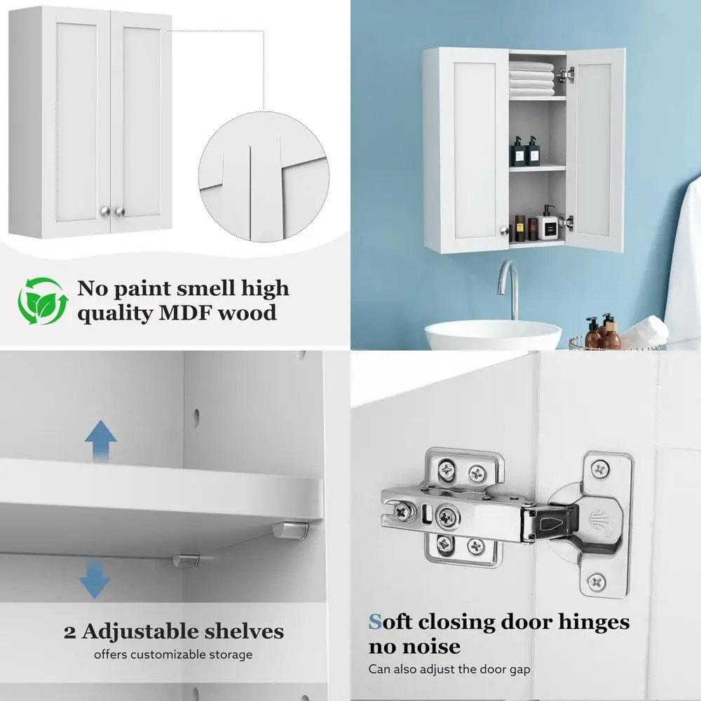 20x28 Inch White Wall-Mounted Over Toilet Storage Cabinet with 2 Adjustable Shelves & 2 Doors
20x28 Inch White Wall-Mounted Over Toilet Storage Cabinet with 2 Adjustable Shelves & 2 Doors