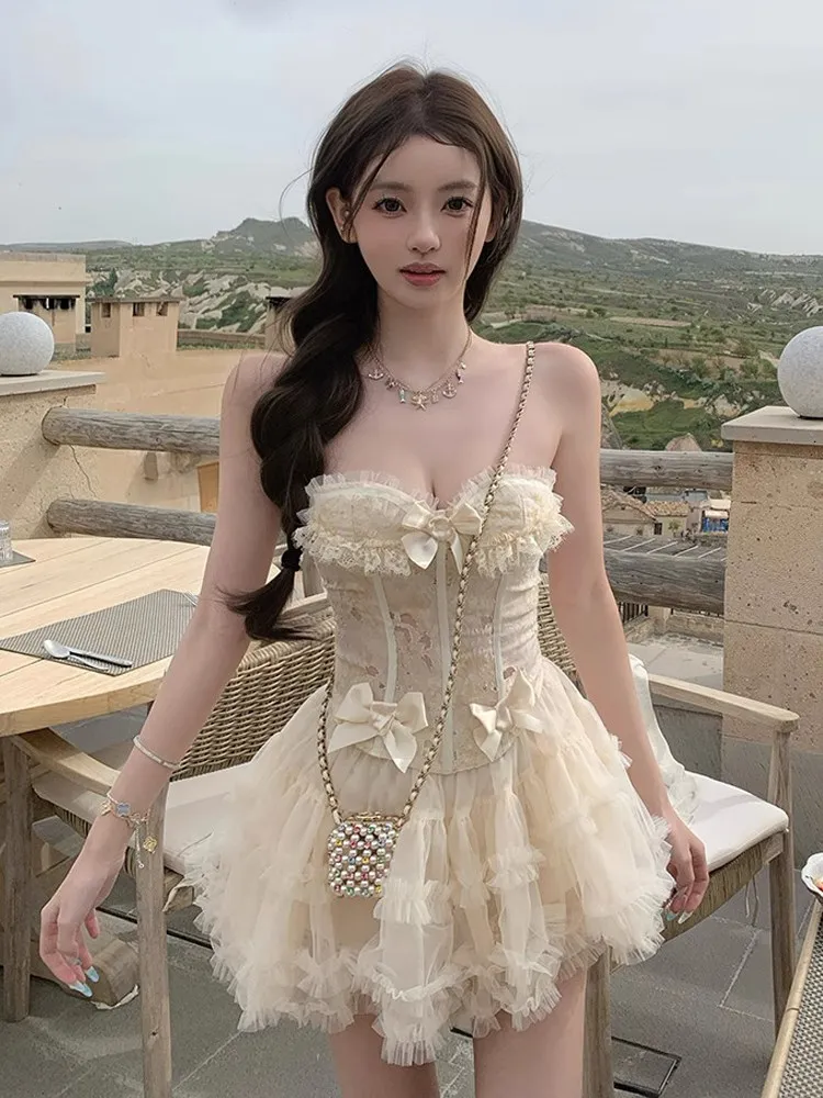 Burjuman Myth Knot Lace Tulle Fishbone Skirt Set Women's Puffy Skirt Half Skirt Fashionable Summer Outfit
Burjuman Myth Knot Lace Tulle Fishbone Skirt Set Women's Puffy Skirt Half Skirt Fashionable Summer Outfit