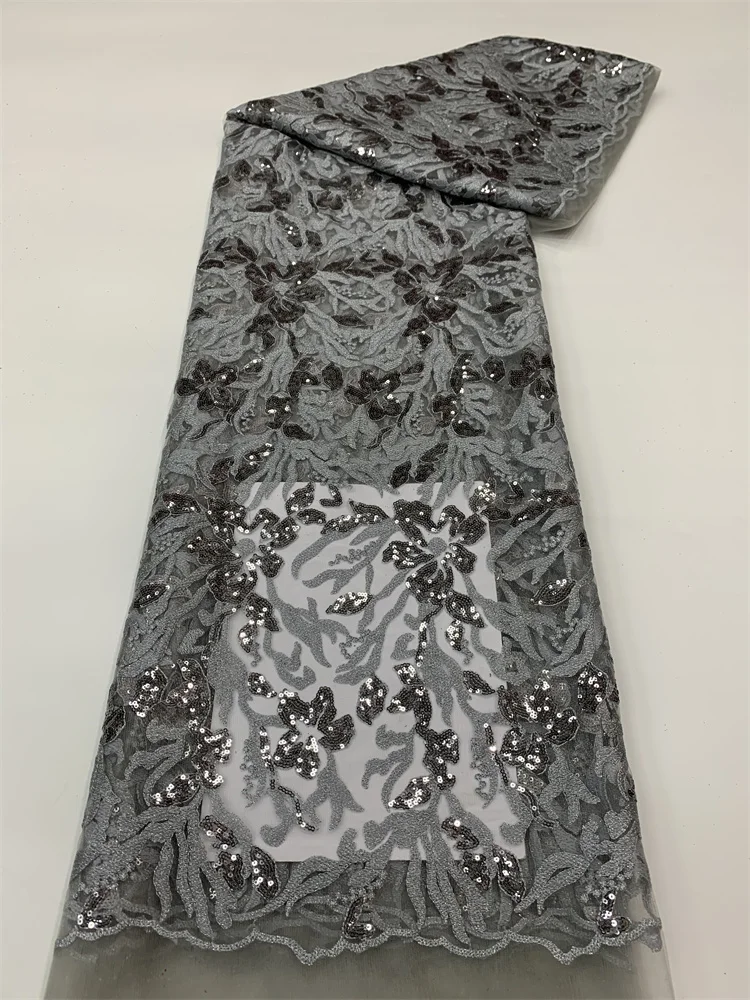 Grey 2023 High Quality African Embroidery Groom Lace Fabric Nigerian Luxury Sequins Lace Fabric For Wedding Party
Grey 2023 High Quality African Embroidery Groom Lace Fabric Nigerian Luxury Sequins Lace Fabric For Wedding Party