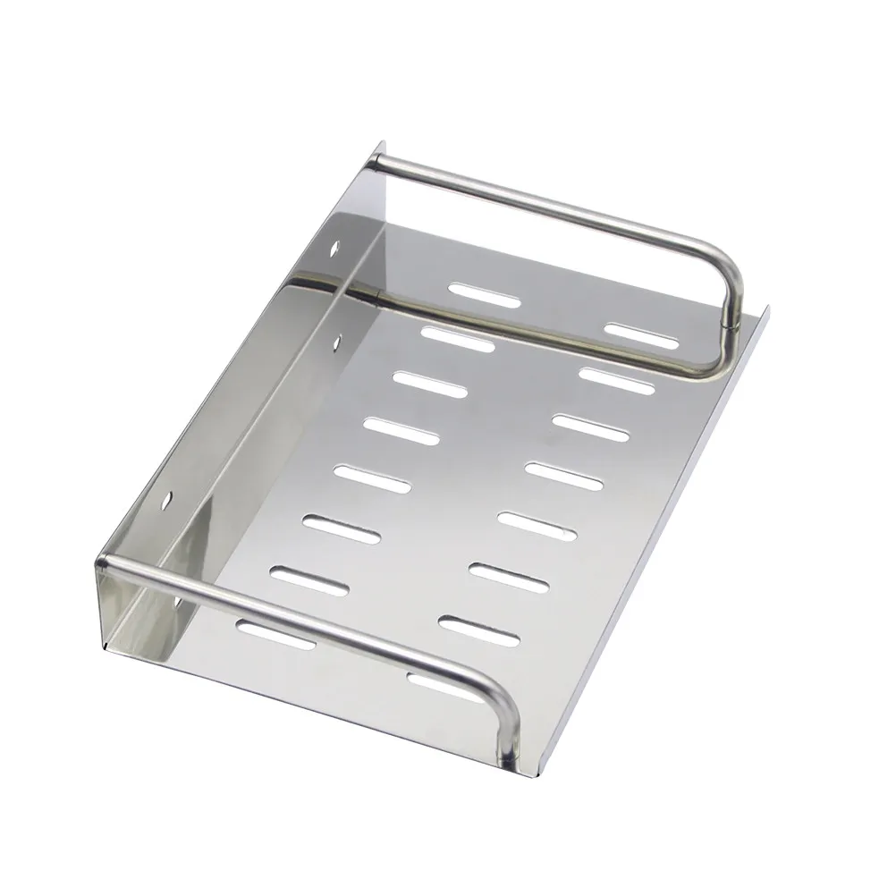 Stainless Steel Bathroom Shelf Wall Mounted Single Tier Bath Rack With Drain Holes Railings For Cosmetics Toiletries
Stainless Steel Bathroom Shelf Wall Mounted Single Tier Bath Rack With Drain Holes Railings For Cosmetics Toiletries