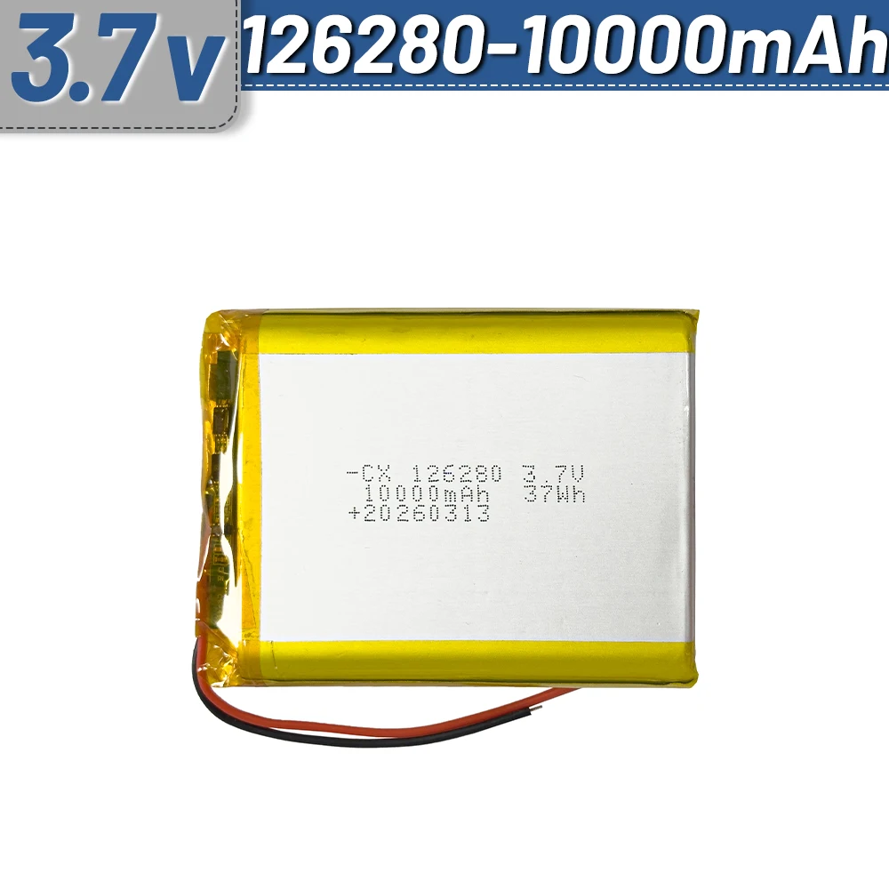 JST 1.25 2P/JST2.0/3.7V 10000mAh 126280 polymer lithium battery for DIY power bank medical equipment
JST 1.25 2P/JST2.0/3.7V 10000mAh 126280 polymer lithium battery for DIY power bank medical equipment