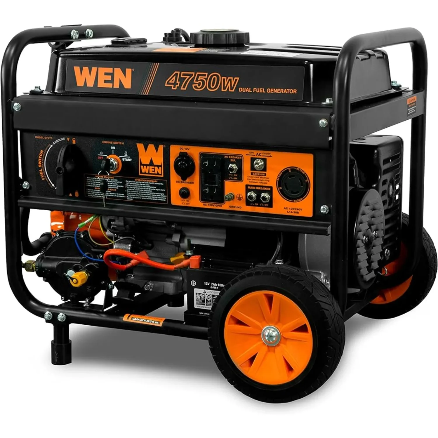 Портативный генератор WEN DF475T с двойным топливом 120 В/240 В с переключателем электрического старта, 4750 Вт, совместим с CARB
Портативный генератор WEN DF475T с двойным топливом 120 В/240 В с переключателем электрического старта, 4750 Вт, совместим с CARB