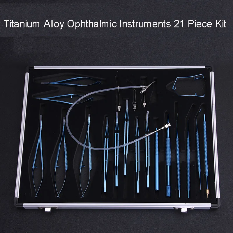 Stainless Steel Titanium Alloy Ophthalmic 21-Piece Kit Ophthalmic Instrument Kit Micro Scissors Capsule Tweezers
Stainless Steel Titanium Alloy Ophthalmic 21-Piece Kit Ophthalmic Instrument Kit Micro Scissors Capsule Tweezers