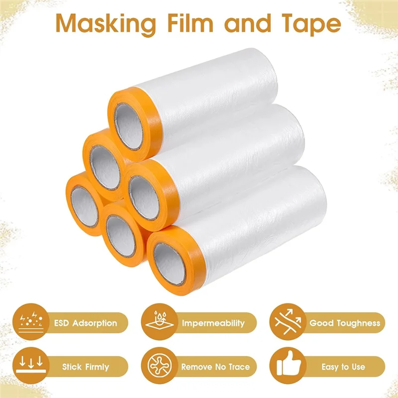 AA76-6 Rolls Pre-Taped Masking Film 60 In X 65 Ft Painters Plastic With Tape Tape And Drape,For Automotive Painting Covering
AA76-6 Rolls Pre-Taped Masking Film 60 In X 65 Ft Painters Plastic With Tape Tape And Drape,For Automotive Painting Covering