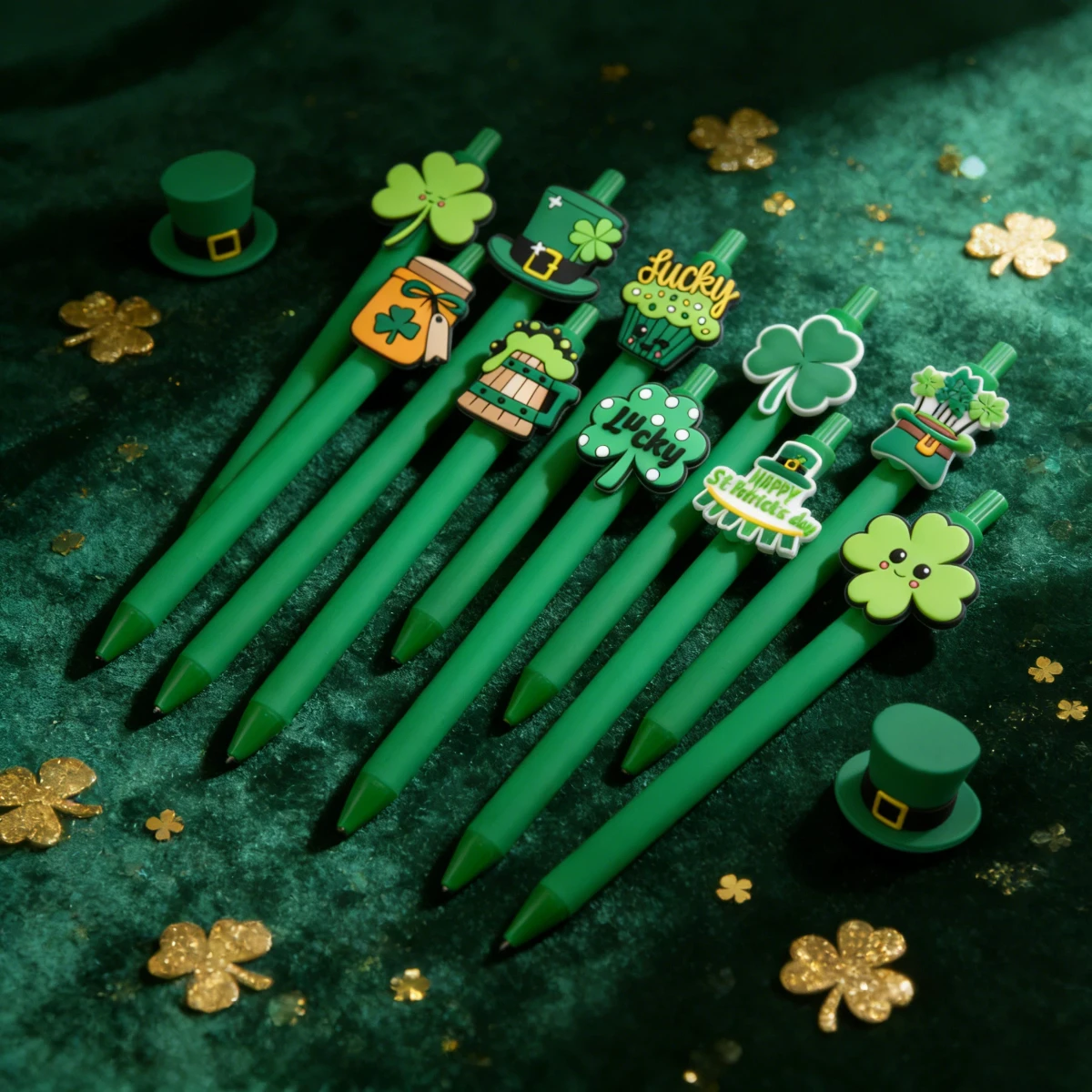 10Pcs St. Patrick’s Day Pens Bulk Lucky Shamrock Retractable Ballpoint Pens Black Ink Irish Green Clover Pens for Party Favors
10Pcs St. Patrick’s Day Pens Bulk Lucky Shamrock Retractable Ballpoint Pens Black Ink Irish Green Clover Pens for Party Favors