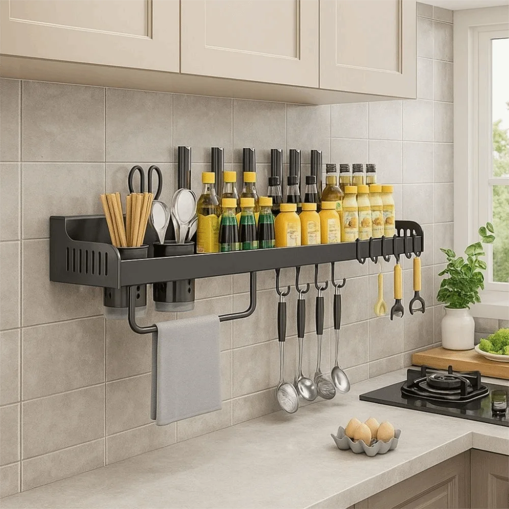 Wall Mounted Kitchen Storage Rack Moisture-Proof Large Capacity Seasoning Storage Rack Waterproof No Punching Required
Wall Mounted Kitchen Storage Rack Moisture-Proof Large Capacity Seasoning Storage Rack Waterproof No Punching Required