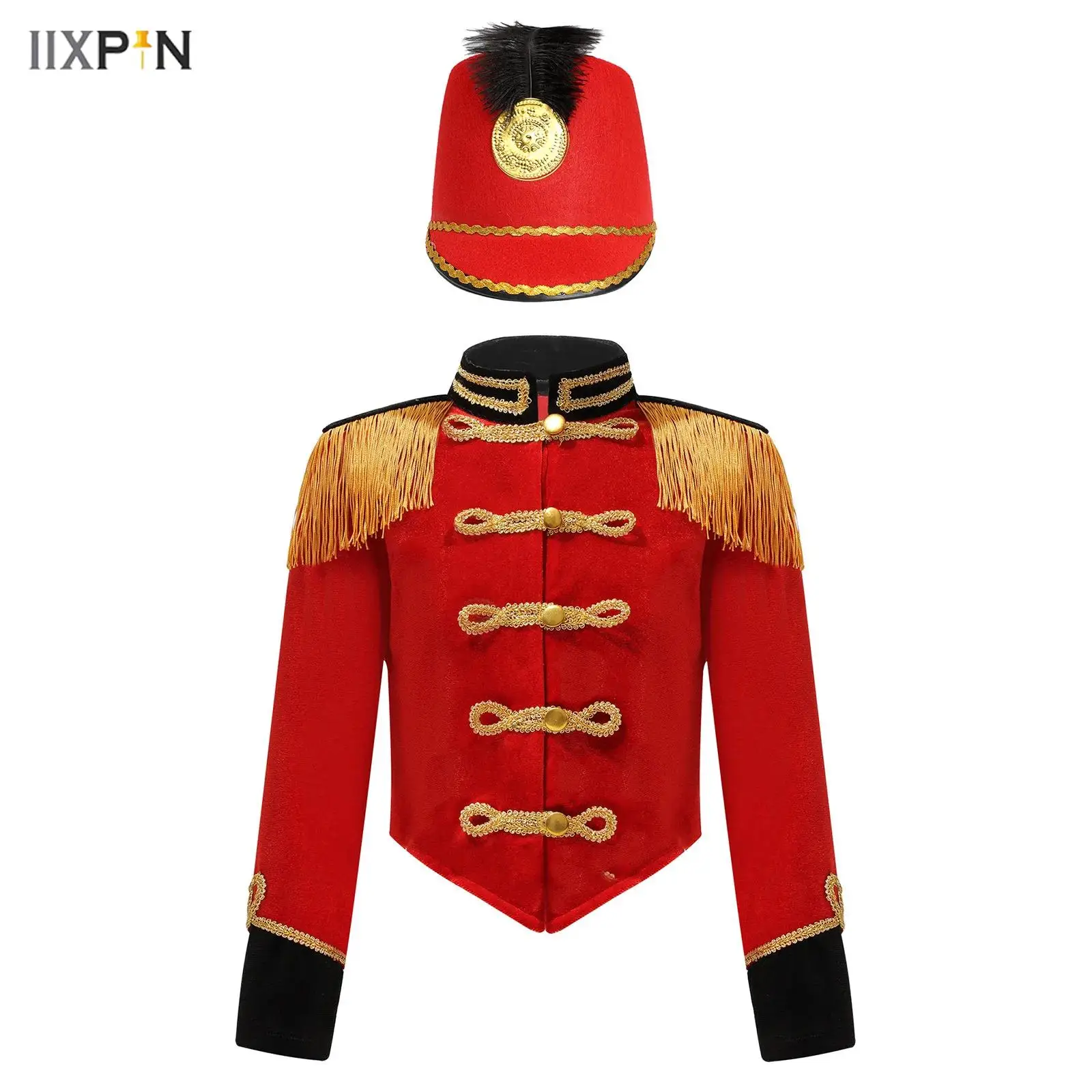 Girls Circus Ringmaster Jacket Drummer Cosplay Performance Costume Stand Collar Long Sleeve Fringe Epaulet Coat and Hat Set
Girls Circus Ringmaster Jacket Drummer Cosplay Performance Costume Stand Collar Long Sleeve Fringe Epaulet Coat and Hat Set