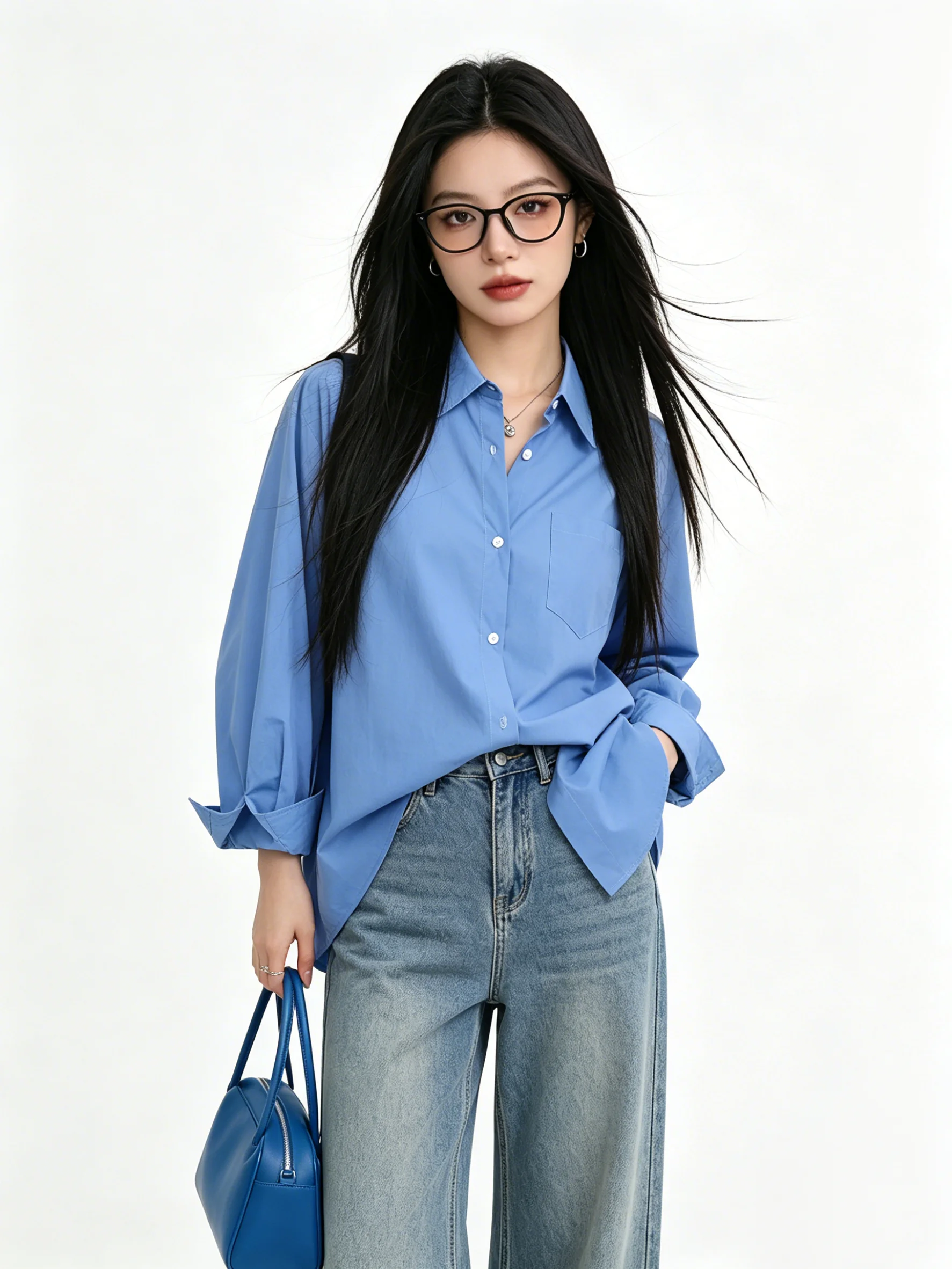Blue Spring Commute Casual Shirt Sun Protection Pure Color Loose Fit Women's Neck Long Sleeve Breathable Skin-Friendly
Blue Spring Commute Casual Shirt Sun Protection Pure Color Loose Fit Women's Neck Long Sleeve Breathable Skin-Friendly