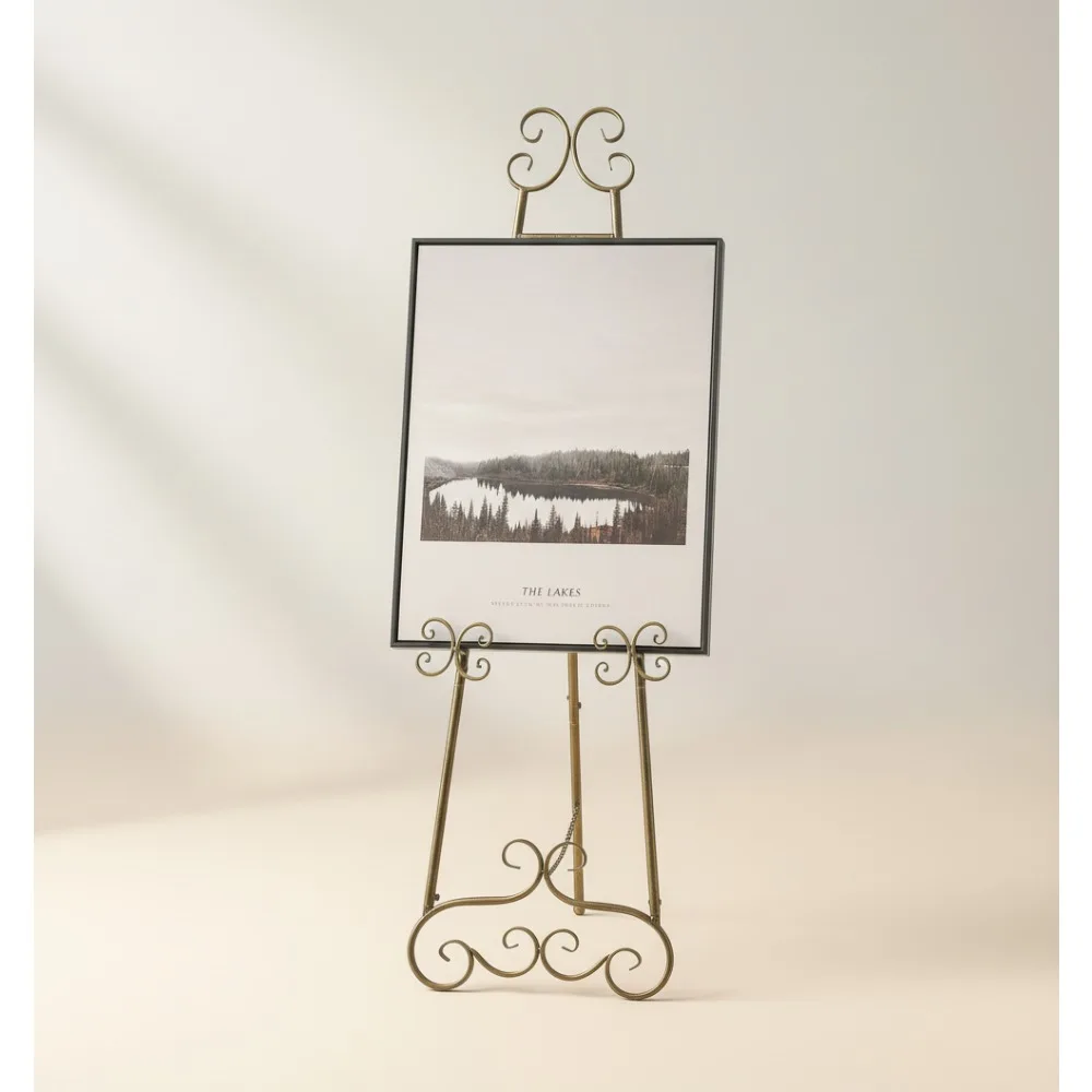Large Adjustable Metal Floor Easel Stand with Vintage Scroll Design for Picture Frame Wedding Sign Display
Large Adjustable Metal Floor Easel Stand with Vintage Scroll Design for Picture Frame Wedding Sign Display