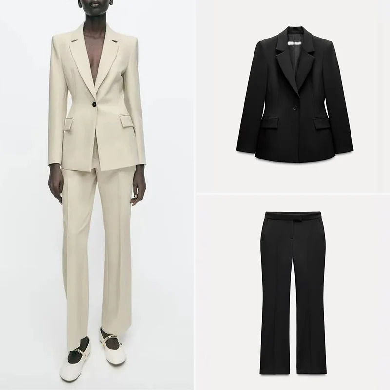 Spring 2025 Women's Casual Suit Jacket Flared Pants Fashion Set mid Waist Design Comfortable Style ZADATA Brand New Arrival
Spring 2025 Women's Casual Suit Jacket Flared Pants Fashion Set mid Waist Design Comfortable Style ZADATA Brand New Arrival