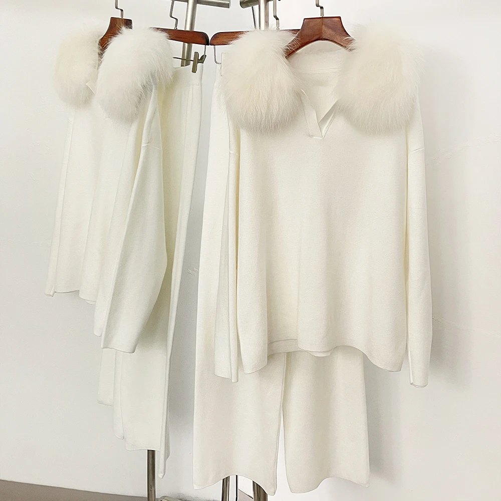 FURYOURSELF Knitted Pant Set Female Warm Real Fox Fur Sweater Lady 2025 Autumn Winter Plus Size Woman Clothes Outfits Knitwear
FURYOURSELF Knitted Pant Set Female Warm Real Fox Fur Sweater Lady 2025 Autumn Winter Plus Size Woman Clothes Outfits Knitwear