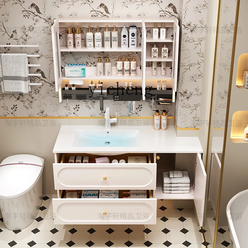 B1 new bathroom cabinet rock slab basin ceramic integrated basin bathroom solid wood washbasin cabinet combination
B1 new bathroom cabinet rock slab basin ceramic integrated basin bathroom solid wood washbasin cabinet combination