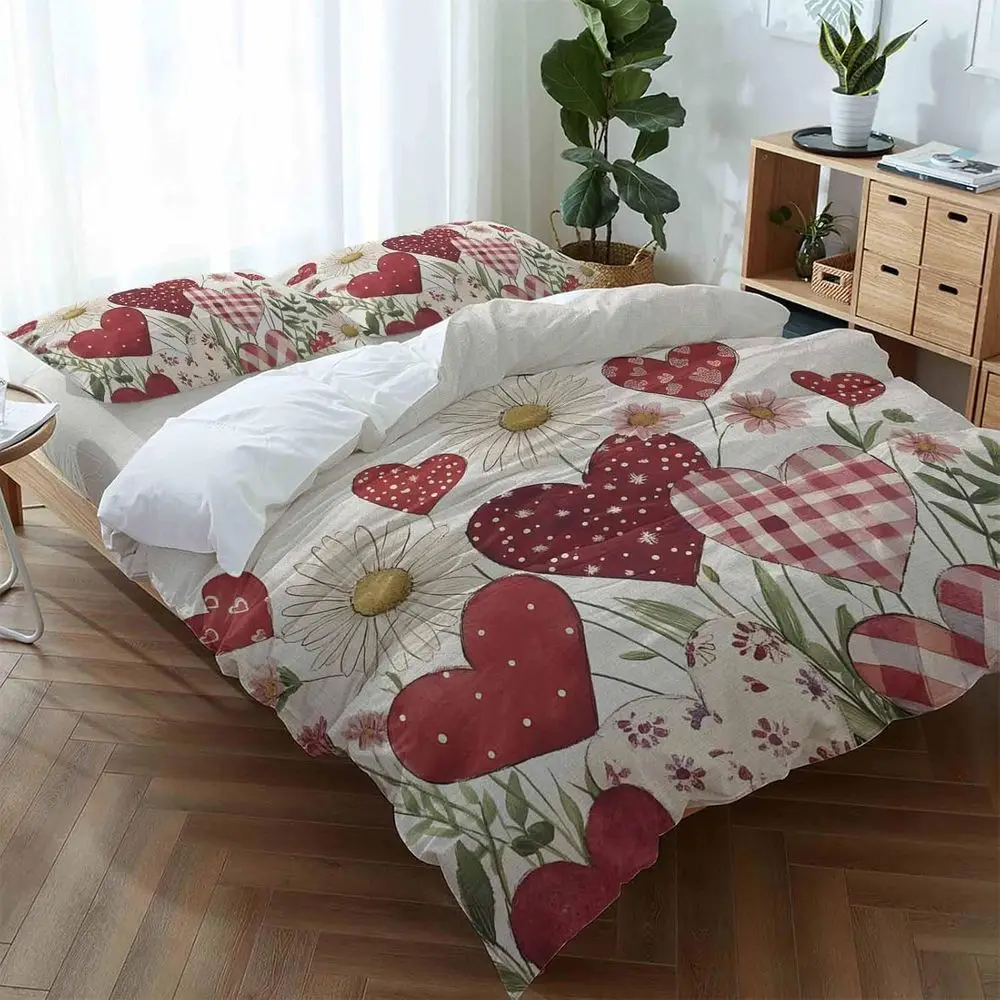 Valentine's Day 4 Piece Duvet Cover Bedding Set King Size, Pink White Daisy lower Heart Linen Texture Luxury Sot Bedding Set Com
Valentine's Day 4 Piece Duvet Cover Bedding Set King Size, Pink White Daisy lower Heart Linen Texture Luxury Sot Bedding Set Com