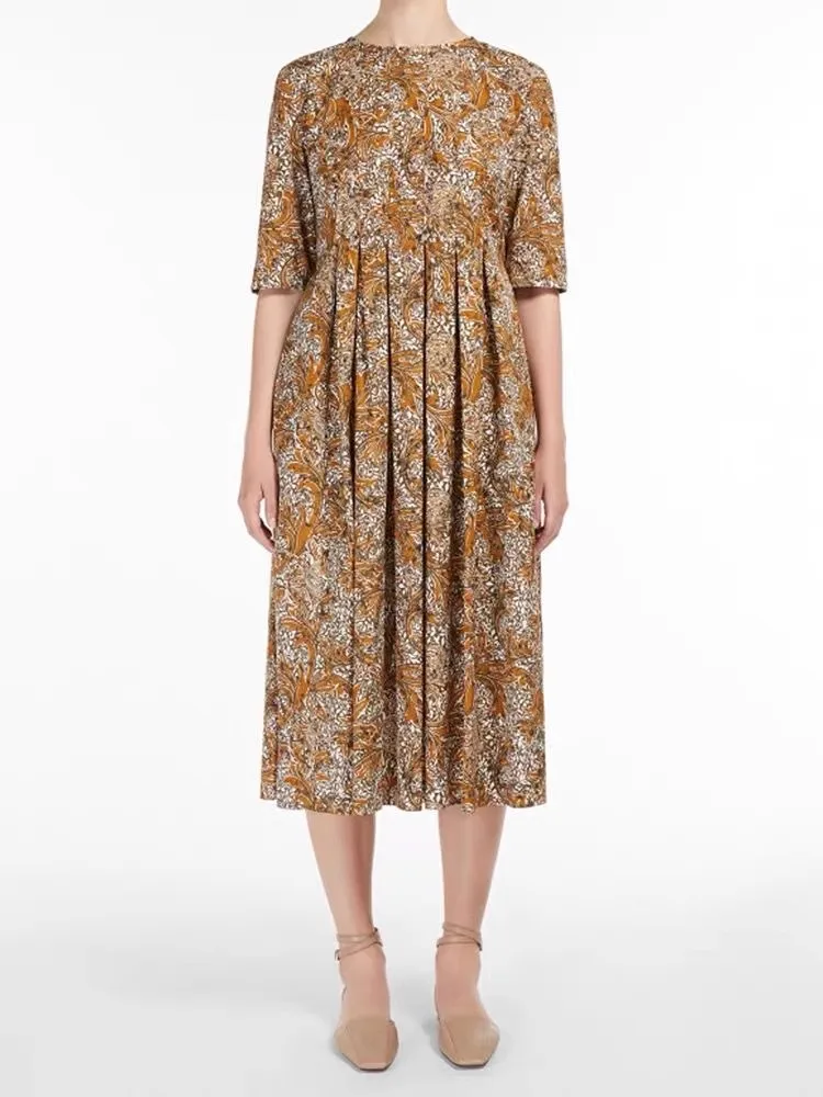 Dress Women Elegant Luxury High Quality Cotton Casual Round Neck Short Sleeved Retro Printed Women's Mid Length Dress
Dress Women Elegant Luxury High Quality Cotton Casual Round Neck Short Sleeved Retro Printed Women's Mid Length Dress
