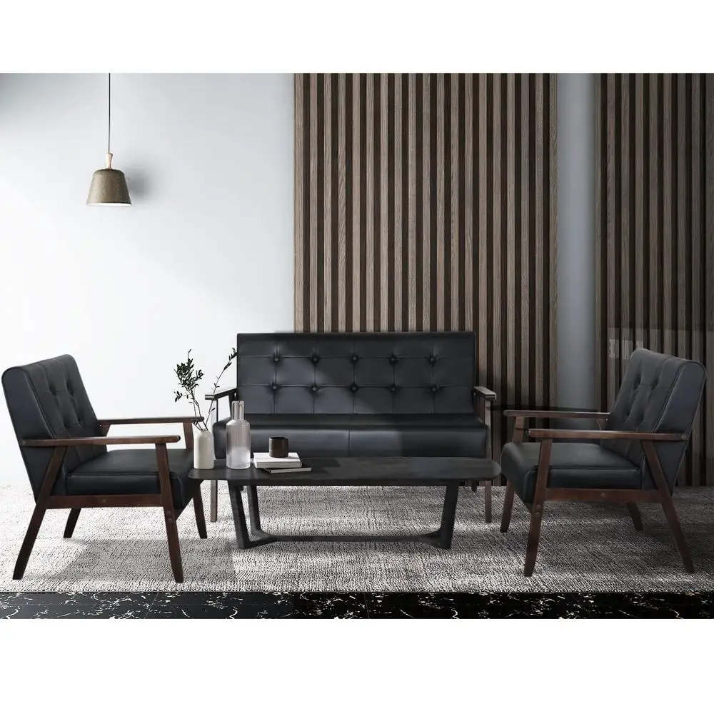 Leather Sofa Couch Set 2 Accent Chairs amp 1Loveseat Black Faux Leather Loveseats Mid Century Modern Office Couch for Small Spa
Leather Sofa Couch Set 2 Accent Chairs amp 1Loveseat Black Faux Leather Loveseats Mid Century Modern Office Couch for Small Spa