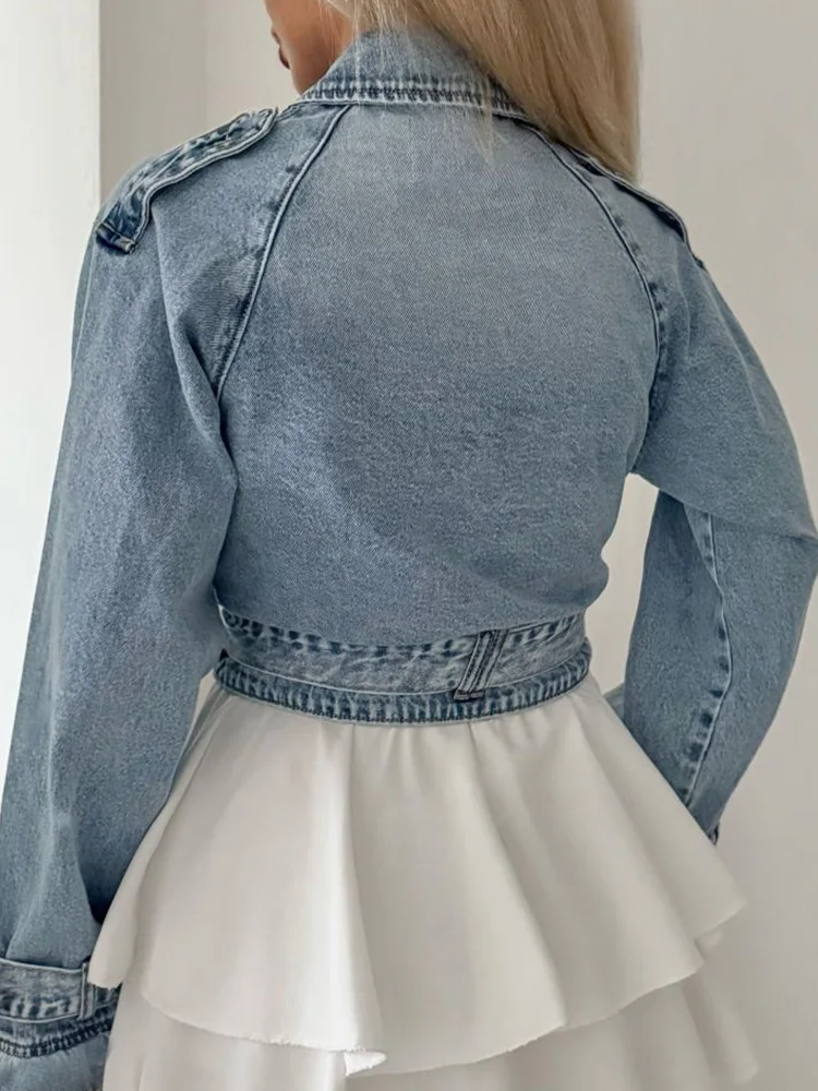 Fashion Design Style Long Sleeve Denim Coat Autumn New Lapel Lace Up Commute Outerwear Casual Button Women's Solid Color Jacket
Fashion Design Style Long Sleeve Denim Coat Autumn New Lapel Lace Up Commute Outerwear Casual Button Women's Solid Color Jacket