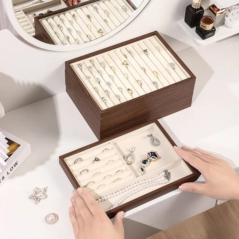 Деревянный лоток для хранения колец, поддон для дисплея ожерелья, большая емкость, органайзер для ювелирных изделий, поднос для ювелиров, штабелируемый поддон 
Деревянный лоток для хранения колец, поддон для дисплея ожерелья, большая емкость, органайзер для ювелирных изделий, поднос для ювелиров, штабелируемый поддон