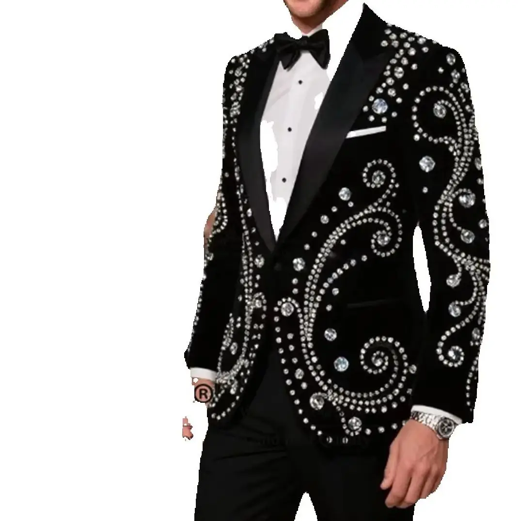 Stunning Diamond Beaded Men Suit Customized High End Wedding Tuxedos Peaked Lapel Ropa hombre 2 Pieces Sets Groom Male Blazers
Stunning Diamond Beaded Men Suit Customized High End Wedding Tuxedos Peaked Lapel Ropa hombre 2 Pieces Sets Groom Male Blazers